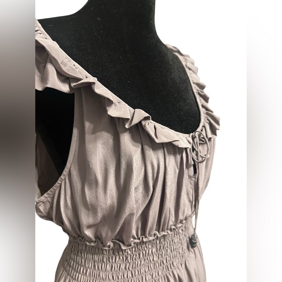 Floreat Gray/taupe Silk Ruffled Mini Dress M - Picture 3 of 12